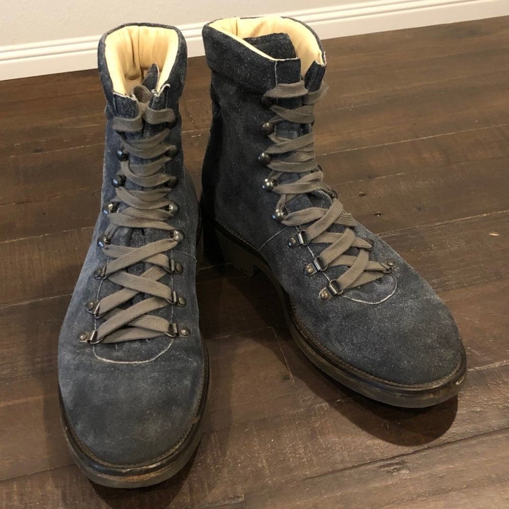 Bloomingdale's Blue Suede Alpine Hiking Boots Size 11